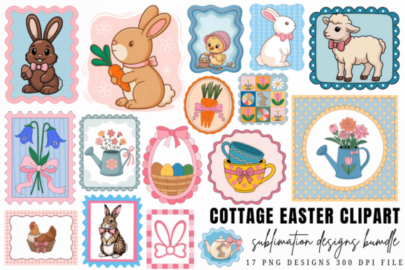 Cottage Easter Clipart Sublimation Desig - Download Now