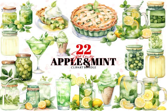 Apple &amp; Mint Spring Cottagecore Clipart - Download Now