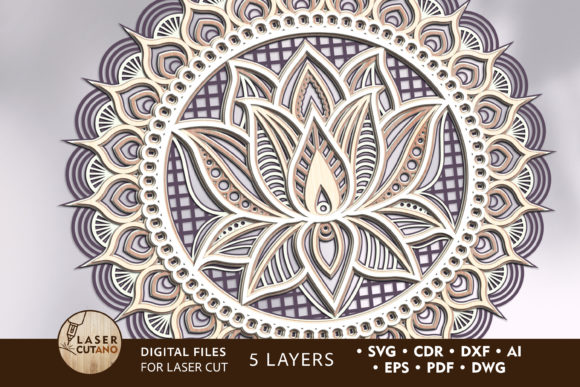 Multilayer Laser Cut File MANDALA LOTUS - Download Now