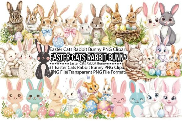 Easter Cats Rabbit Bunny Sublimation - Download Now