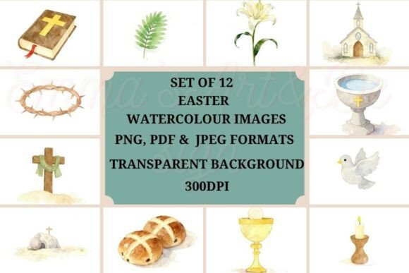 Watercolor Religious Easter Bundle - Download Now
