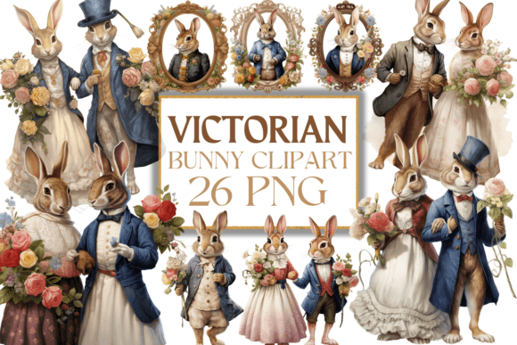 Vintage Victorian Bunny Clipart - Download Now
